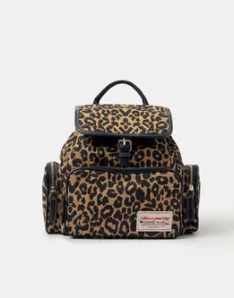 Leopard Print Multi Pocket Backpack