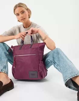 Olivia Top Handle Nylon Laptop Backpack Red