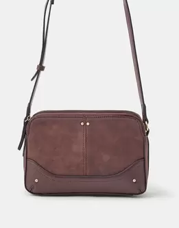 Classic Double Zip Crossbody Bag Brown