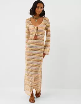 Crochet Maxi Beach Dress Multi