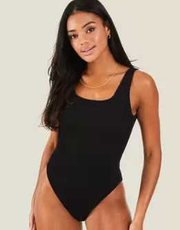 Crinkle Textured Swimsuit Black