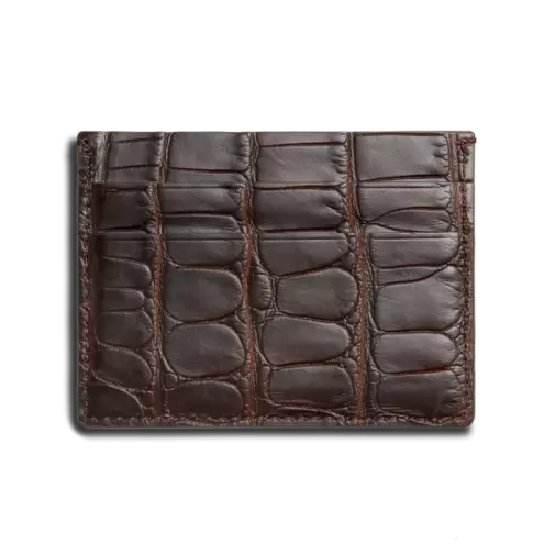5 Pocket Card Case - Dark Brown Alligator