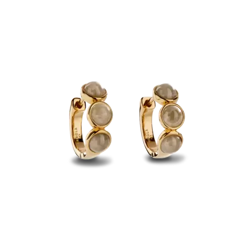 3 Bead Petoskey Huggie Earrings