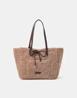 Reversible Faux Shearling Shoulder Bag