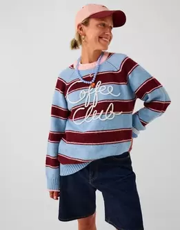 Accessorize x Good Manners Coffee Club Stripe Jumper Multi