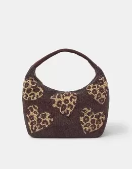 Accessorize x Good Manners Beaded Leopard Print Heart Bag