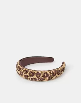 Accessorize x Good Manners Beaded Leopard Print Headband