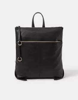 Double Zip Leather Backpack