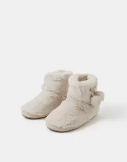 Faux Fur Boot Slippers Natural