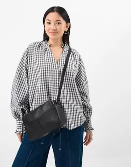Double Zip Leather Camera Bag