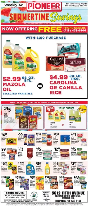 Pioneer Supermarkets catalogue in New York | Top deals and discounts | 2025-07-13T00:00:00.000Z - 2025-07-19T00:00:00.000Z