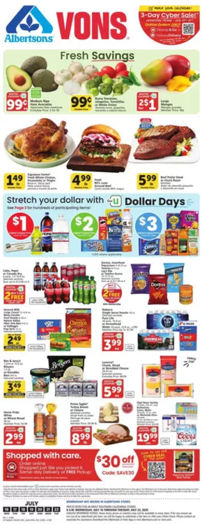 Albertsons catalogue in Littlerock CA | Exclusive deals for our customers | 2025-07-16T00:00:00.000Z - 2025-07-22T00:00:00.000Z