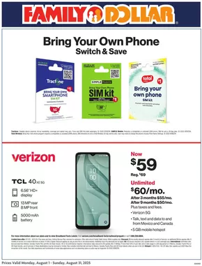 Family Dollar catalogue in Louisville KY | AT&T/Tracfone | 2025-08-01T00:00:00.000Z - 2025-08-31T00:00:00.000Z
