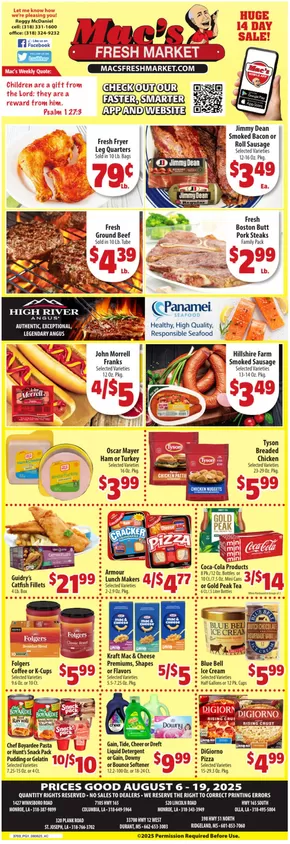 Mac's Market catalogue in Winnfield LA | Mac's Market Weekly ad | 2025-08-06T00:00:00.000Z - 2025-08-19T00:00:00.000Z