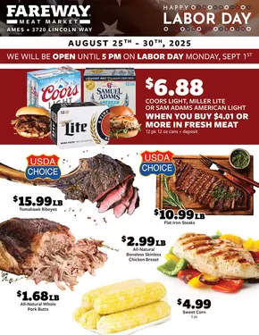 Fareway catalogue in Jasper IN | Great discounts on selected products | 2025-08-25T00:00:00.000Z - 2025-08-30T00:00:00.000Z