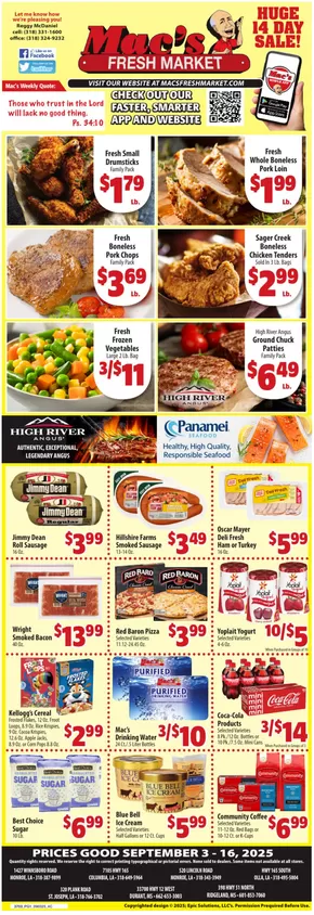 Mac's Market catalogue in Columbia LA | Exclusive deals and bargains | 2025-09-03T00:00:00.000Z - 2025-09-17T00:00:00.000Z