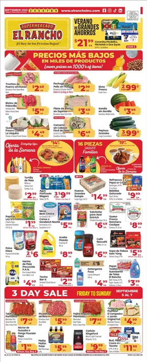 Supermercado El Rancho catalogue | Supermercado El Rancho Weekly ad | 2025-09-03T00:00:00.000Z - 2025-09-17T00:00:00.000Z