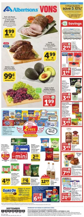 Vons catalogue in Glendora CA | Weekly Ad - SoCal | 2025-09-17T00:00:00.000Z - 2025-09-23T00:00:00.000Z