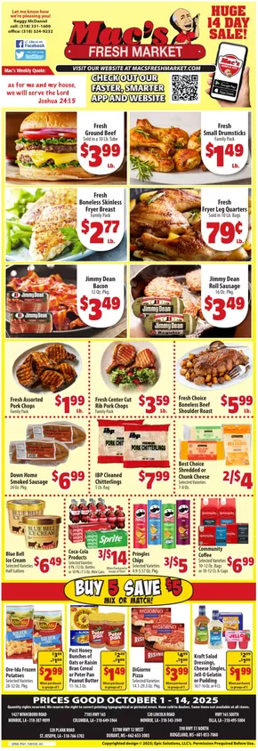 Mac's Market catalogue in Alexandria LA | Exclusive deals and bargains | 2025-10-02T00:00:00.000Z - 2025-10-16T00:00:00.000Z