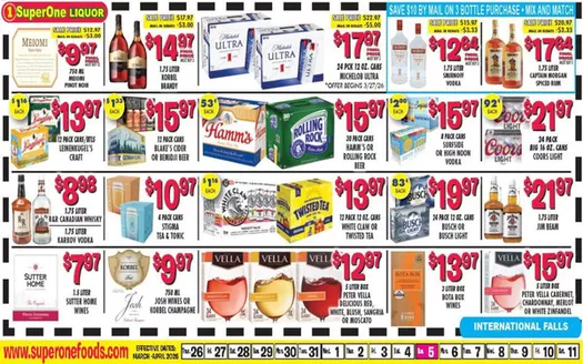Super One Foods catalogue in International Falls MN | Liquor Ad Savings | 2026-03-04T00:00:00.000Z - 2026-04-11T00:00:00.000Z
