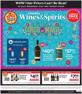 ShopRite catalogue in New York | ShopRite Wine & Spirits - 4/22 | 2026-04-22T00:00:00.000Z - 2026-05-05T00:00:00.000Z
