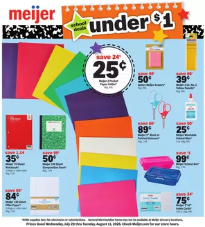 Meijer catalogue | school deals under $1 | 2026-07-29T00:00:00.000Z - 2026-08-11T00:00:00.000Z