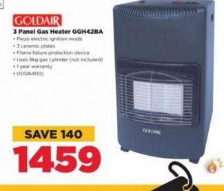 3 panel gas heater
