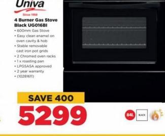 4 burner gas stove black