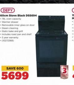 60CM STOVE BLACK DEFY