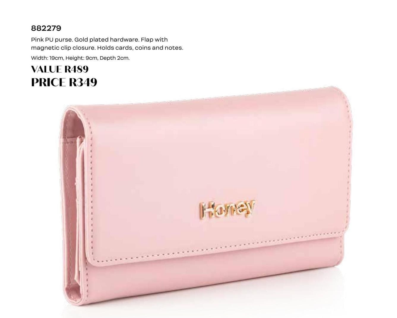 Pink PU purse. Gold plated hardaware