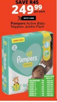 Pampers active baby nappies jumbo pack