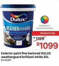 Exterior paint fine textured DULUX weatherguard brilliant white 20L