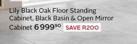 Cabinet, black basin & open mirror