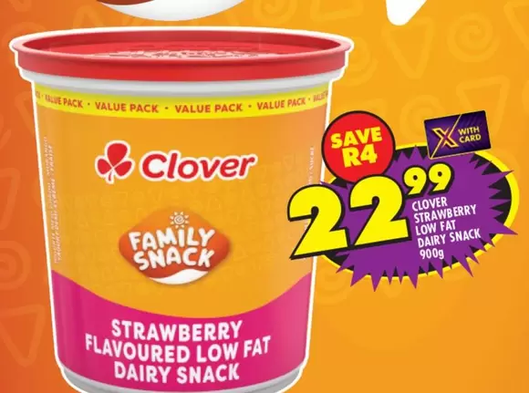 Clover - STRAWBERRY FLAVOURED LOW FAT DAIRY SNACK