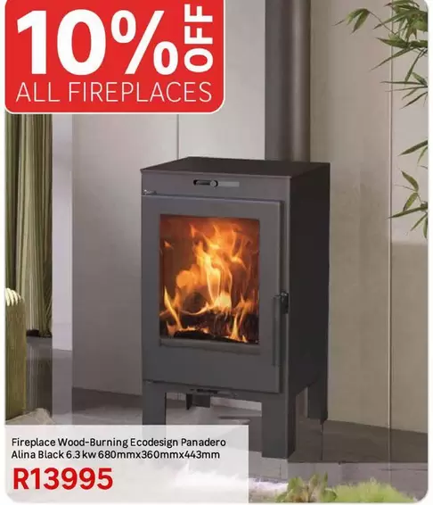 Fireplace Wood-Burning Ecodesign Panadero Alina Black 6.3 Kw