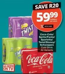 Coca cola - Coca-Cola/Sprite/Fanta/Sparletta/Twist/Stoney/Schweppes Cold Drink All Variants