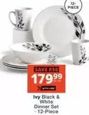 Ivy Black & White Dinner Set