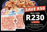 Extra Large Cut And Deveined Pink Prawns