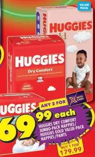 Huggies - Dry Comfort Jumbo-Pack Nappies, Gold Value-Pack Nappies/Pants
