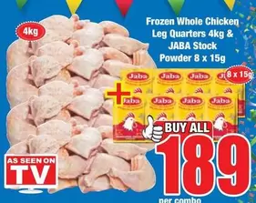 Frozen -  Whole Chicken Leg Quarters & Stock Powder