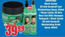 Black Castor Oil Anti-Dandruff Curl Moisturising Spray / Black Castor Oil Afro Blow Out With Shampoo Twinpack/Black Castor Oil Anti-Dandruff Moisturising Braid Spray