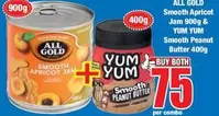 Yum Yum - Smooth Apricot Jam & Smooth Peanut Butter