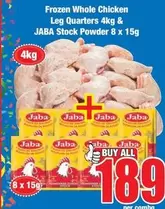 Frozen -  Whole Chicken Leg Quarters & Stock Powder
