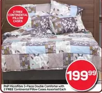 Microfibre 3-Piece Double Comforter with 2 FREE Continental Pillow Cases