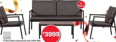4-Piece Milan Cushioned Set with Coffee Table
