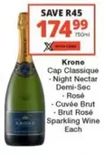 Krone - Cap Classique Night Nectar Demi-Sec Rosé Cuvée Brut Brut Rosé Sparkling Wine