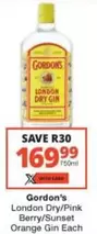 Gordon's - London Dry/Pink Berry/Sunset Orange Gin