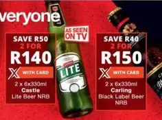 CASTLE - Lite Beer, Black Label Beer