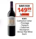 KWV - Cathedral Cellar Pinotage, Triptych, Cabernet Sauvignon, Shiraz Red Wine