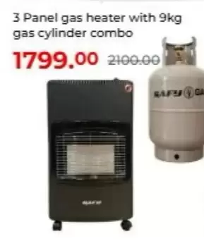 3 Panel gas heater with 9kg gas cylinder combo